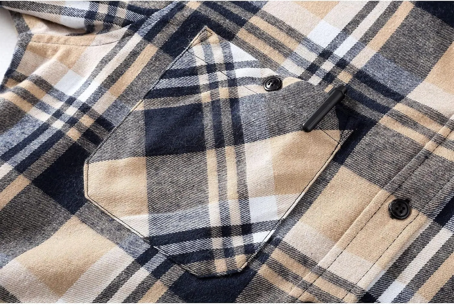 ZITY Men's Flannel Hoodie Shirts Casual Button Down Plaid Shirt Jackets for Men Long Sleeve Stylish Hooded with Pocket