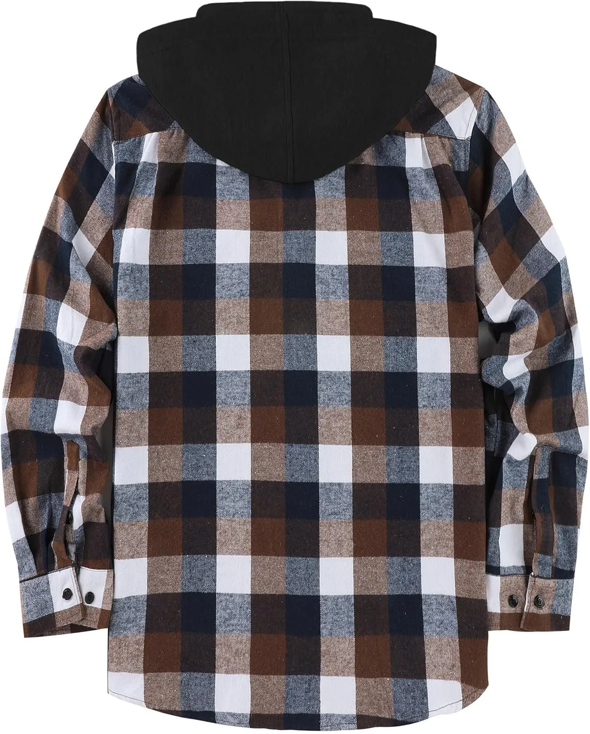 ZITY Men's Flannel Hoodie Shirts Casual Button Down Plaid Shirt Jackets for Men Long Sleeve Stylish Hooded with Pocket