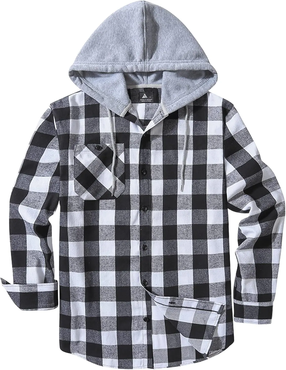 ZITY Men's Flannel Hoodie Shirts Casual Button Down Plaid Shirt Jackets for Men Long Sleeve Stylish Hooded with Pocket