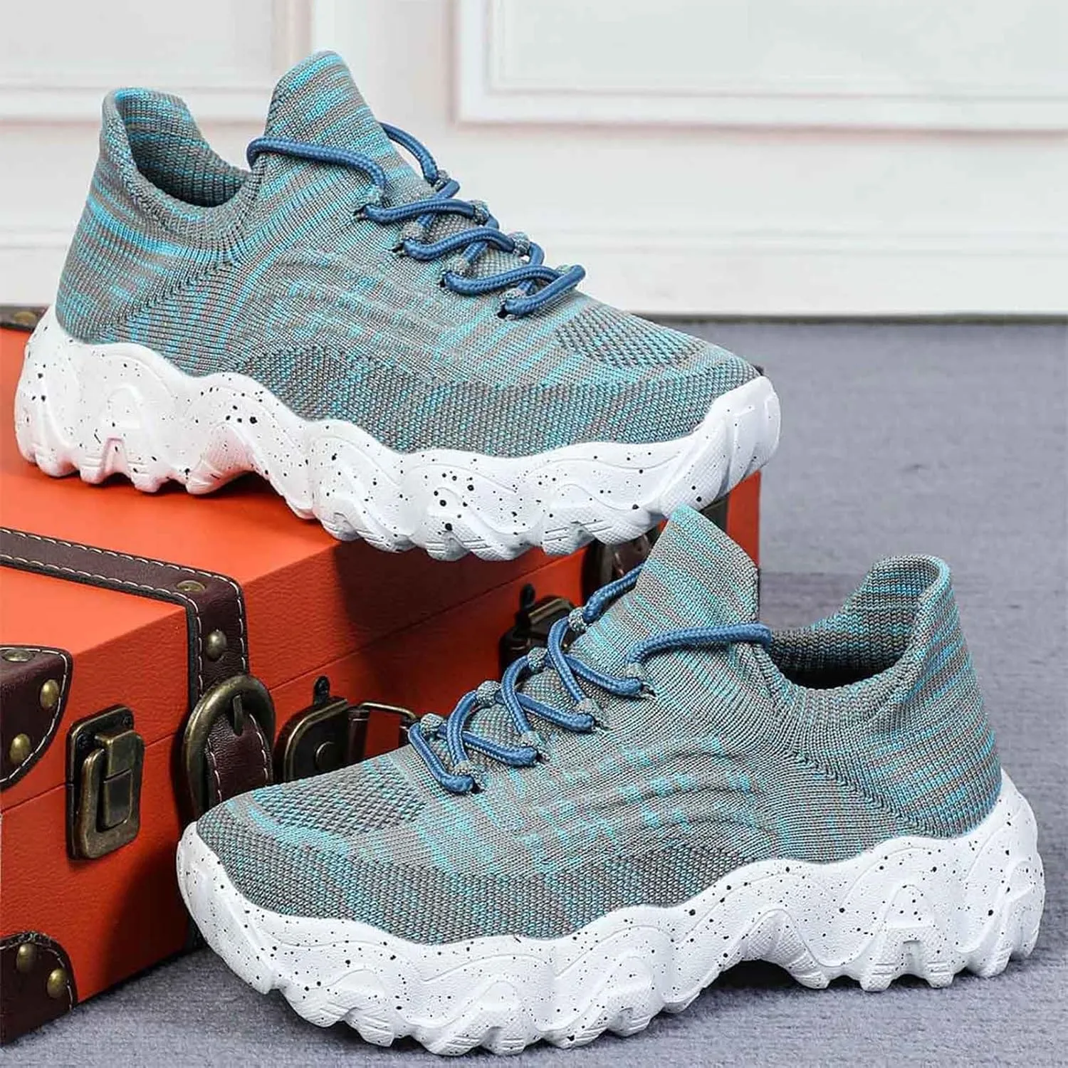 ZSpzx Platform Sneakers for Women Slip On Cushioned Footbed Knit Soft Padded Insole Arch Support Jogging Tennis Shoes Plantar Fasciitis Breathable Comfy Lightweight Daily Wear Shoe