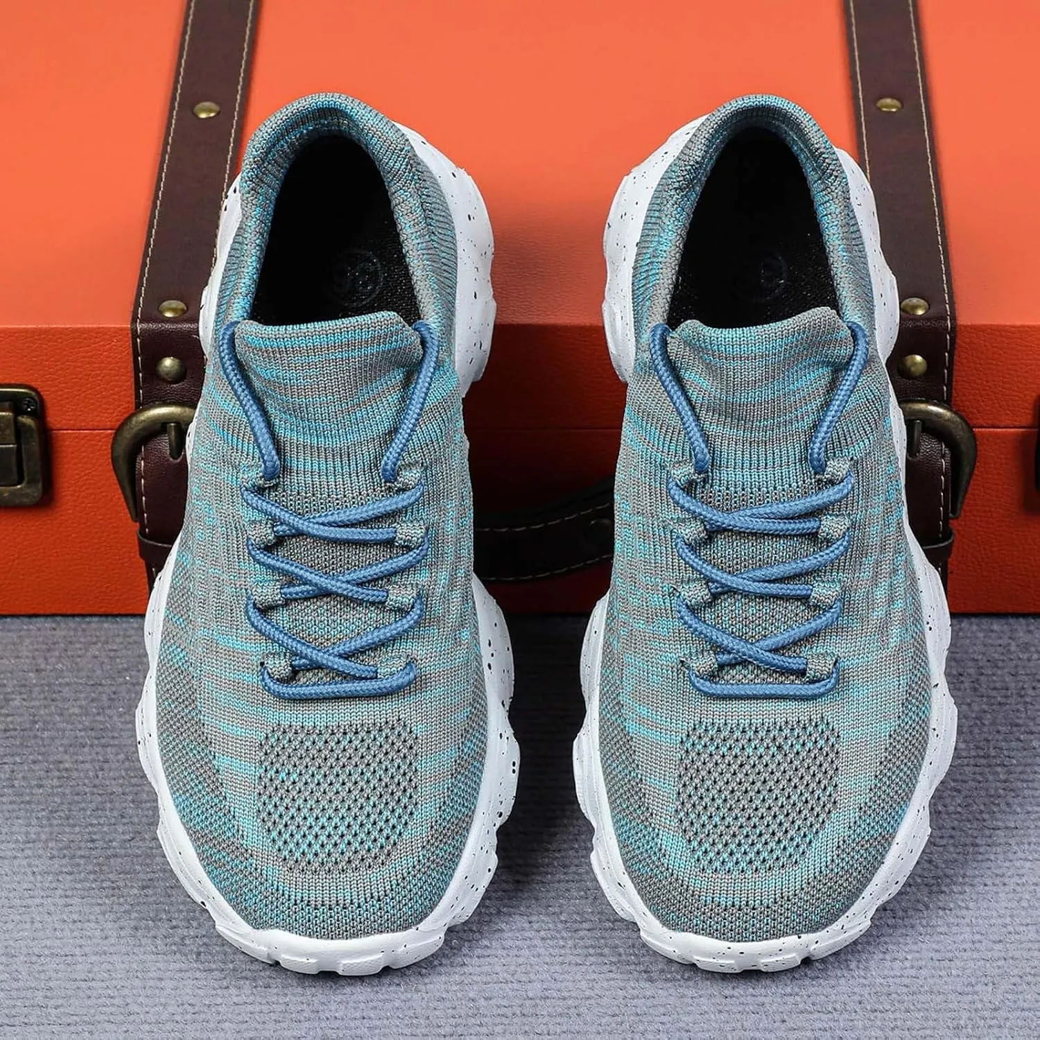 ZSpzx Platform Sneakers for Women Slip On Cushioned Footbed Knit Soft Padded Insole Arch Support Jogging Tennis Shoes Plantar Fasciitis Breathable Comfy Lightweight Daily Wear Shoe