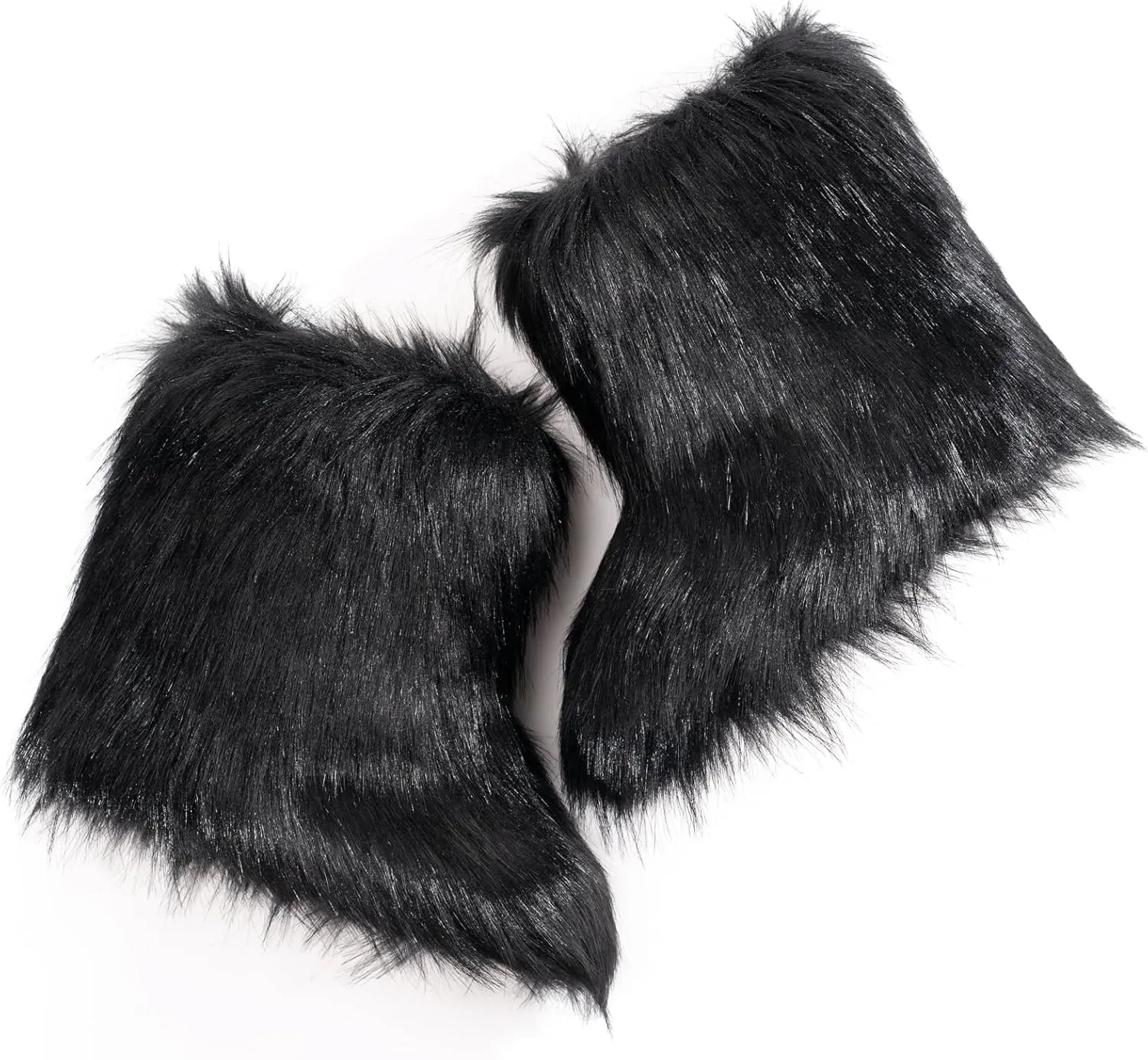 ZVC Women's Faux Fur Boots Furry Comfortable Snow Boots Warm Fluffy Winter Boot Fuzzy Mid-Calf Boot Outdoor Indoor Flat Shoes