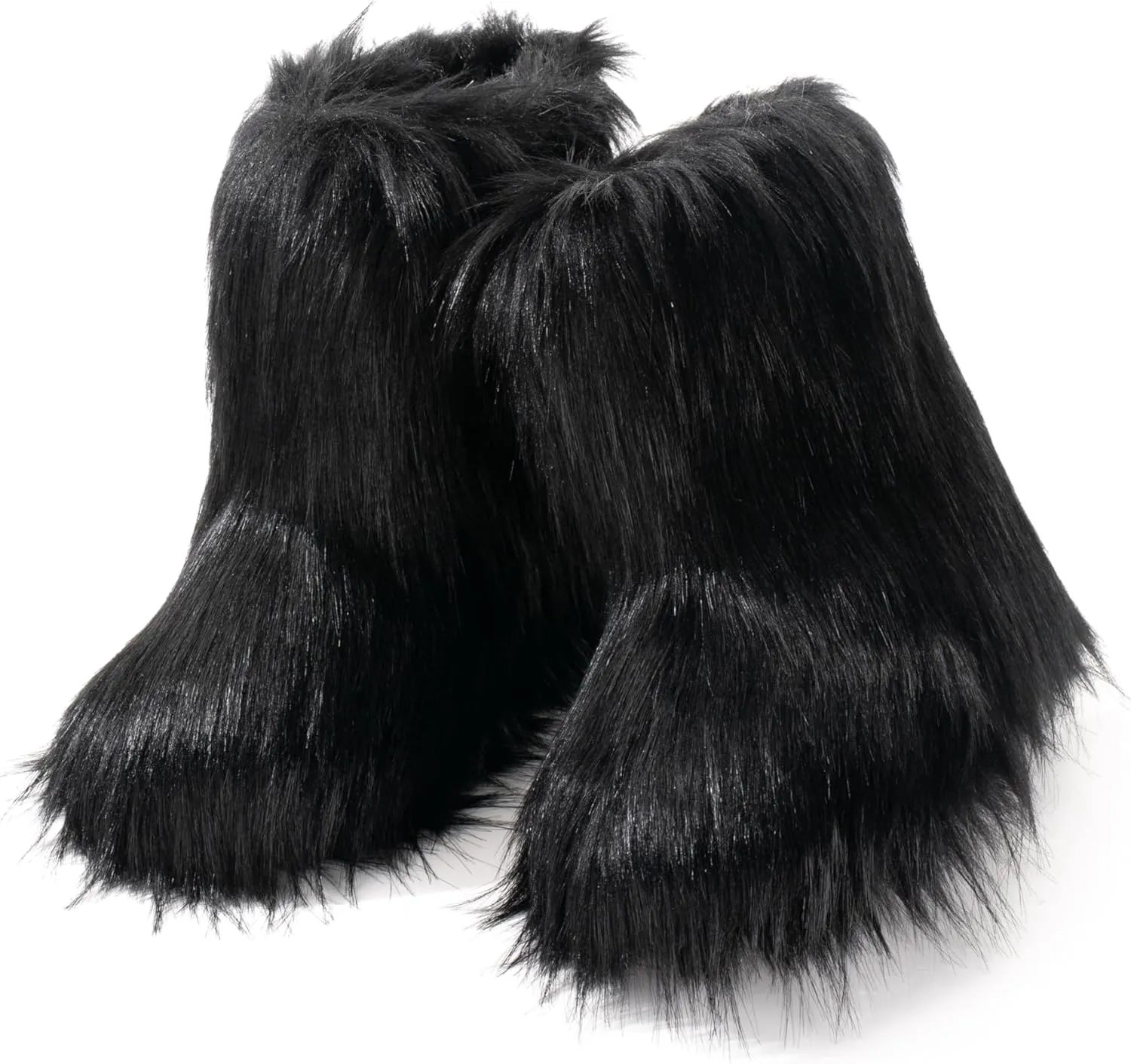 ZVC Women's Faux Fur Boots Furry Comfortable Snow Boots Warm Fluffy Winter Boot Fuzzy Mid-Calf Boot Outdoor Indoor Flat Shoes