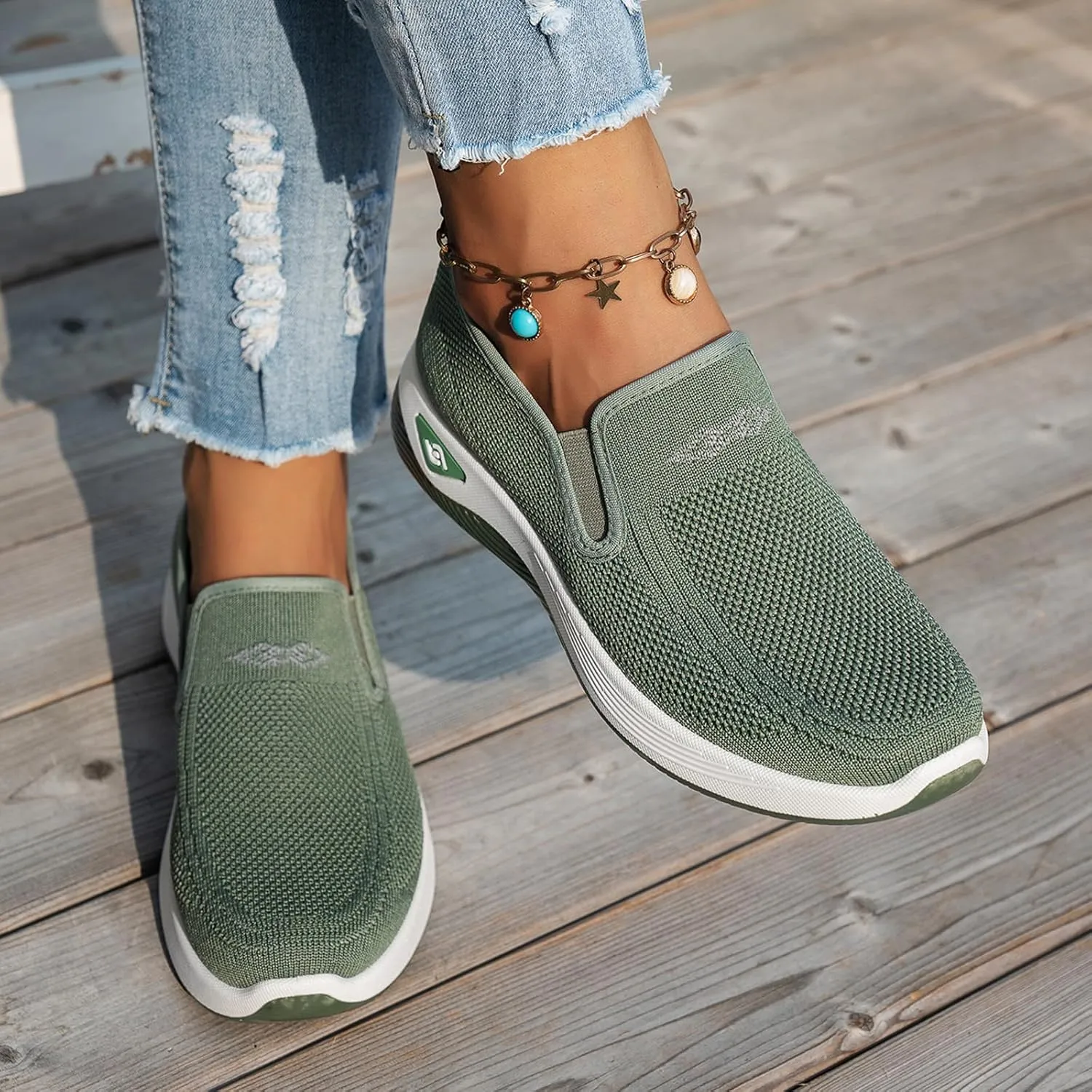 ZWRXW Women's Woven Orthopedic Shoes Diabetic Arch Support Slip On Walking Shoes Mesh Up Running Going Out Flat Sneaker Comfortable Lightweight Breathable Soft Shoe Healthy Footwear
